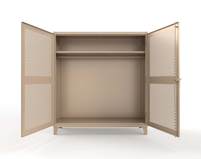 Extreme Duty 12 GA Ventilated (Diamond) Uniform Cabinet with Hanger Rod, 1 Shelf - 72 In. W x 24 In. D x 78 In. H - 66-V-WR-241-1019