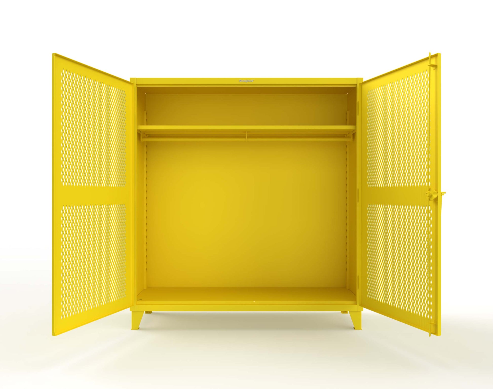 Extreme Duty 12 GA Ventilated (Diamond) Uniform Cabinet with Hanger Rod, 1 Shelf - 72 In. W x 24 In. D x 78 In. H - 66-V-WR-241-1021