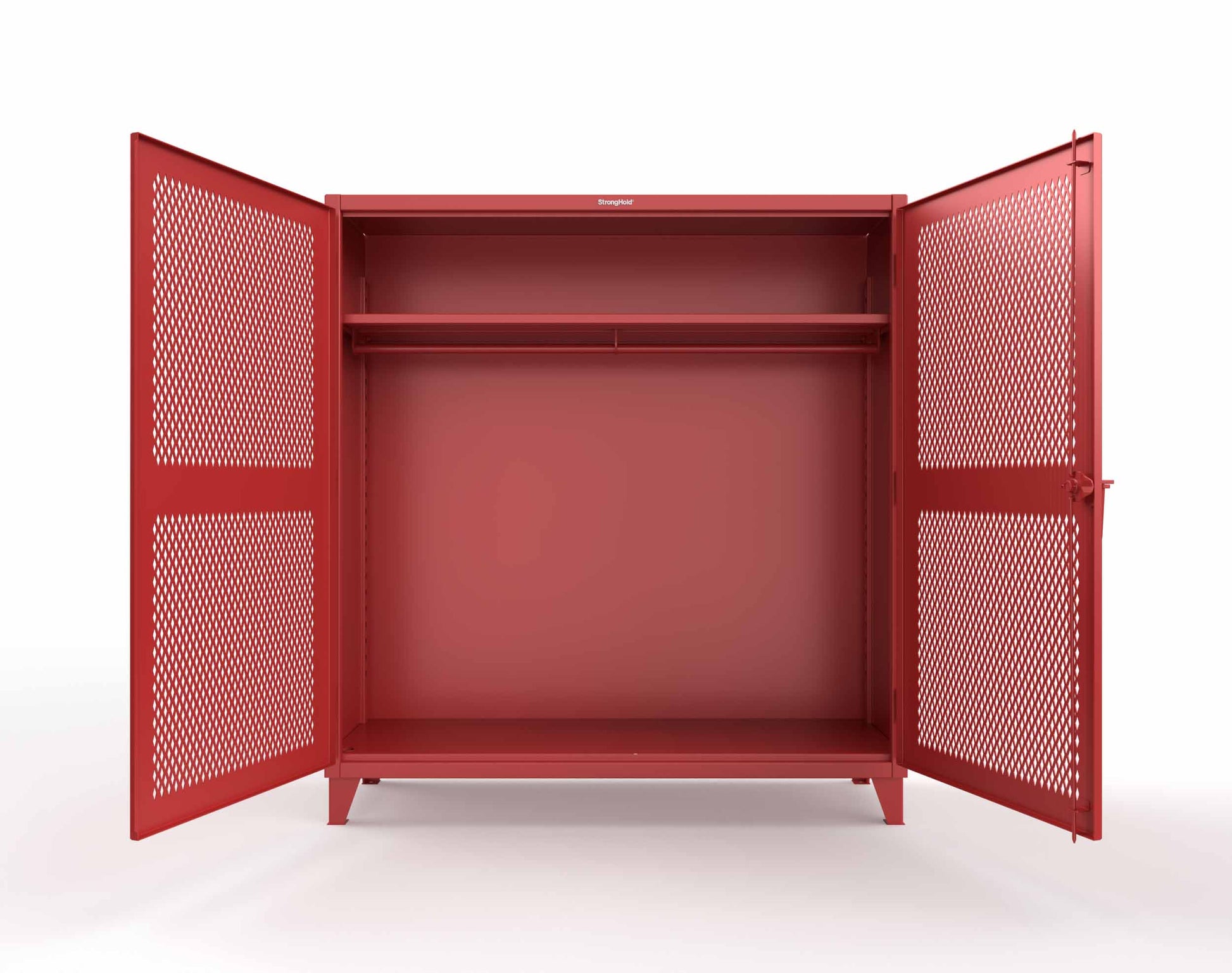 Extreme Duty 12 GA Ventilated (Diamond) Uniform Cabinet with Hanger Rod, 1 Shelf - 72 In. W x 24 In. D x 78 In. H - 66-V-WR-241-3001