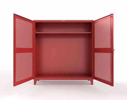 Extreme Duty 12 GA Ventilated (Diamond) Uniform Cabinet with Hanger Rod, 1 Shelf - 72 In. W x 24 In. D x 78 In. H - 66-V-WR-241-3001