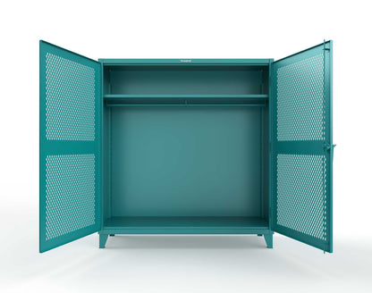 Extreme Duty 12 GA Ventilated (Diamond) Uniform Cabinet with Hanger Rod, 1 Shelf - 72 In. W x 24 In. D x 78 In. H - 66-V-WR-241-5021