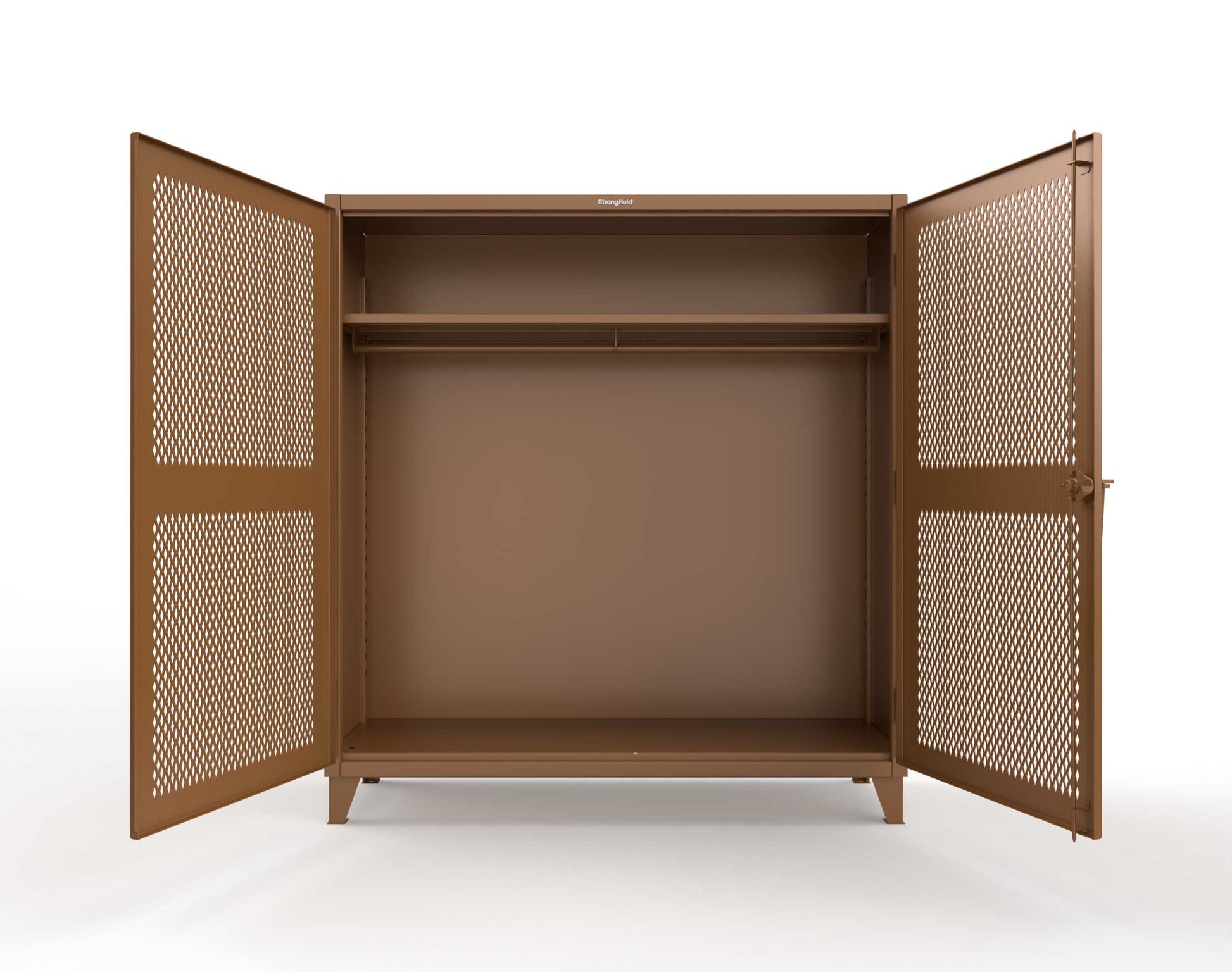 Extreme Duty 12 GA Ventilated (Diamond) Uniform Cabinet with Hanger Rod, 1 Shelf - 72 In. W x 24 In. D x 78 In. H - 66-V-WR-241-8008