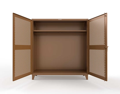 Extreme Duty 12 GA Ventilated (Diamond) Uniform Cabinet with Hanger Rod, 1 Shelf - 72 In. W x 24 In. D x 78 In. H - 66-V-WR-241-8008