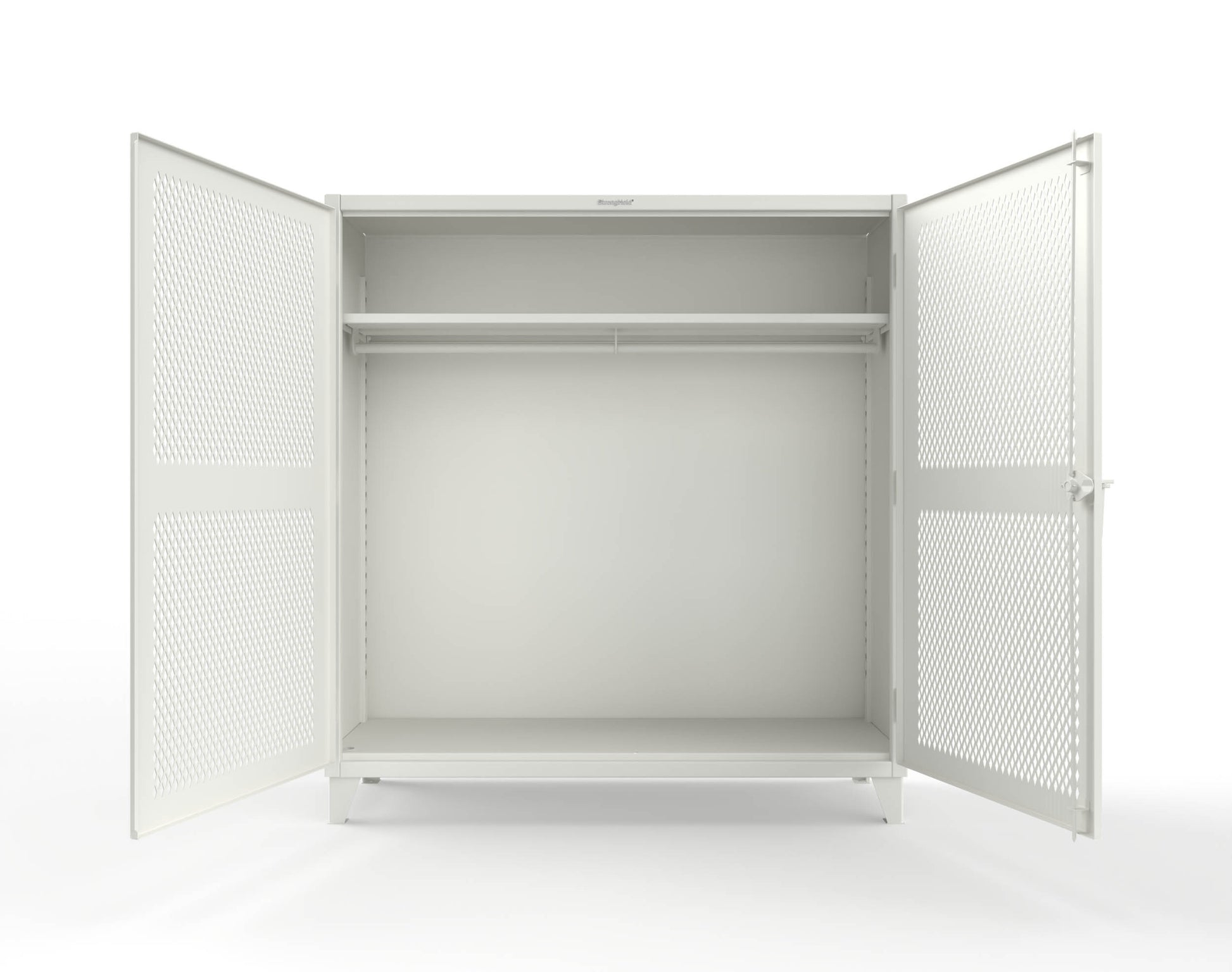 Extreme Duty 12 GA Ventilated (Diamond) Uniform Cabinet with Hanger Rod, 1 Shelf - 72 In. W x 24 In. D x 78 In. H - 66-V-WR-241-9003