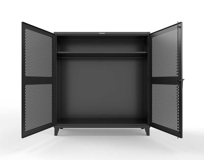 Extreme Duty 12 GA Ventilated (Diamond) Uniform Cabinet with Hanger Rod, 1 Shelf - 72 In. W x 24 In. D x 78 In. H - 66-V-WR-241-9005