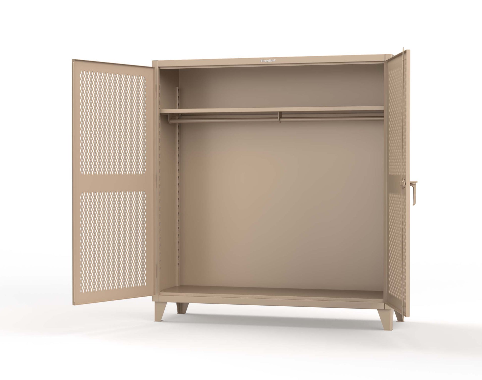 Extreme Duty 12 GA Ventilated (Diamond) Uniform Cabinet with Hanger Rod, 1 Shelf - 72 In. W x 24 In. D x 78 In. H - 66-V-WR-241-1019
