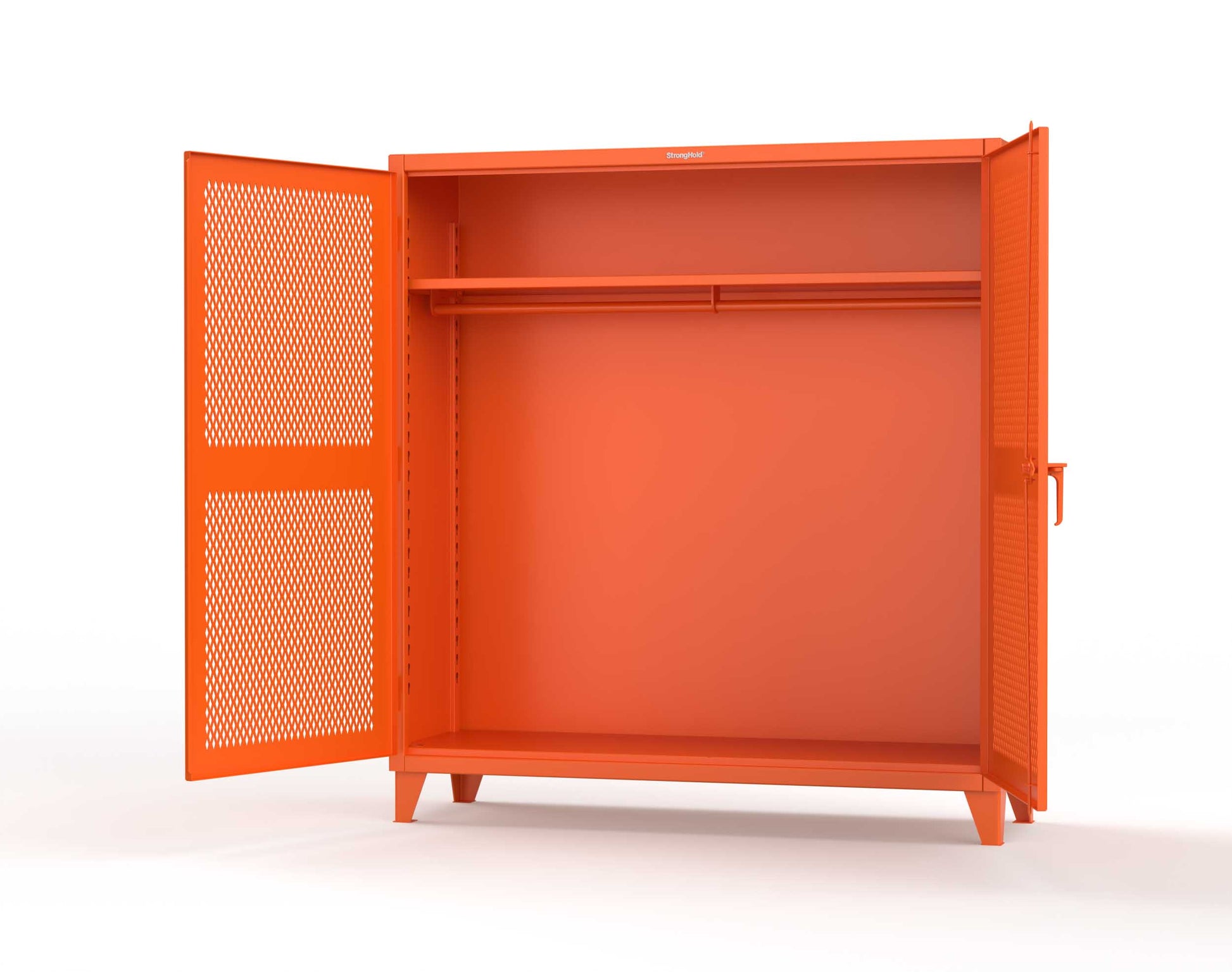 Extreme Duty 12 GA Ventilated (Diamond) Uniform Cabinet with Hanger Rod, 1 Shelf - 72 In. W x 24 In. D x 78 In. H - 66-V-WR-241-2009