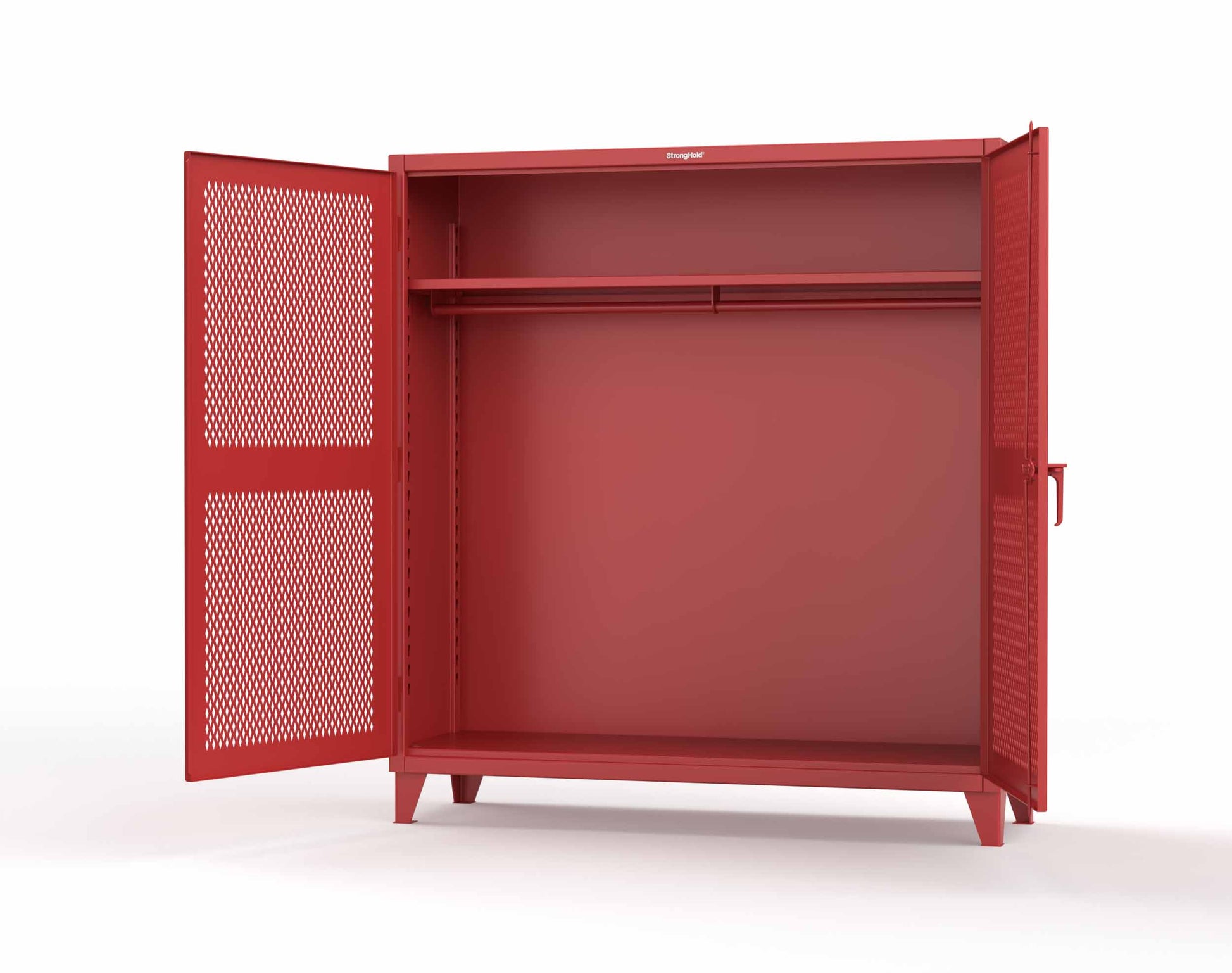 Extreme Duty 12 GA Ventilated (Diamond) Uniform Cabinet with Hanger Rod, 1 Shelf - 72 In. W x 24 In. D x 78 In. H - 66-V-WR-241-3001
