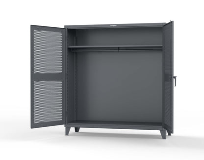 Extreme Duty 12 GA Ventilated (Diamond) Uniform Cabinet with Hanger Rod, 1 Shelf - 72 In. W x 24 In. D x 78 In. H - 66-V-WR-241-7024