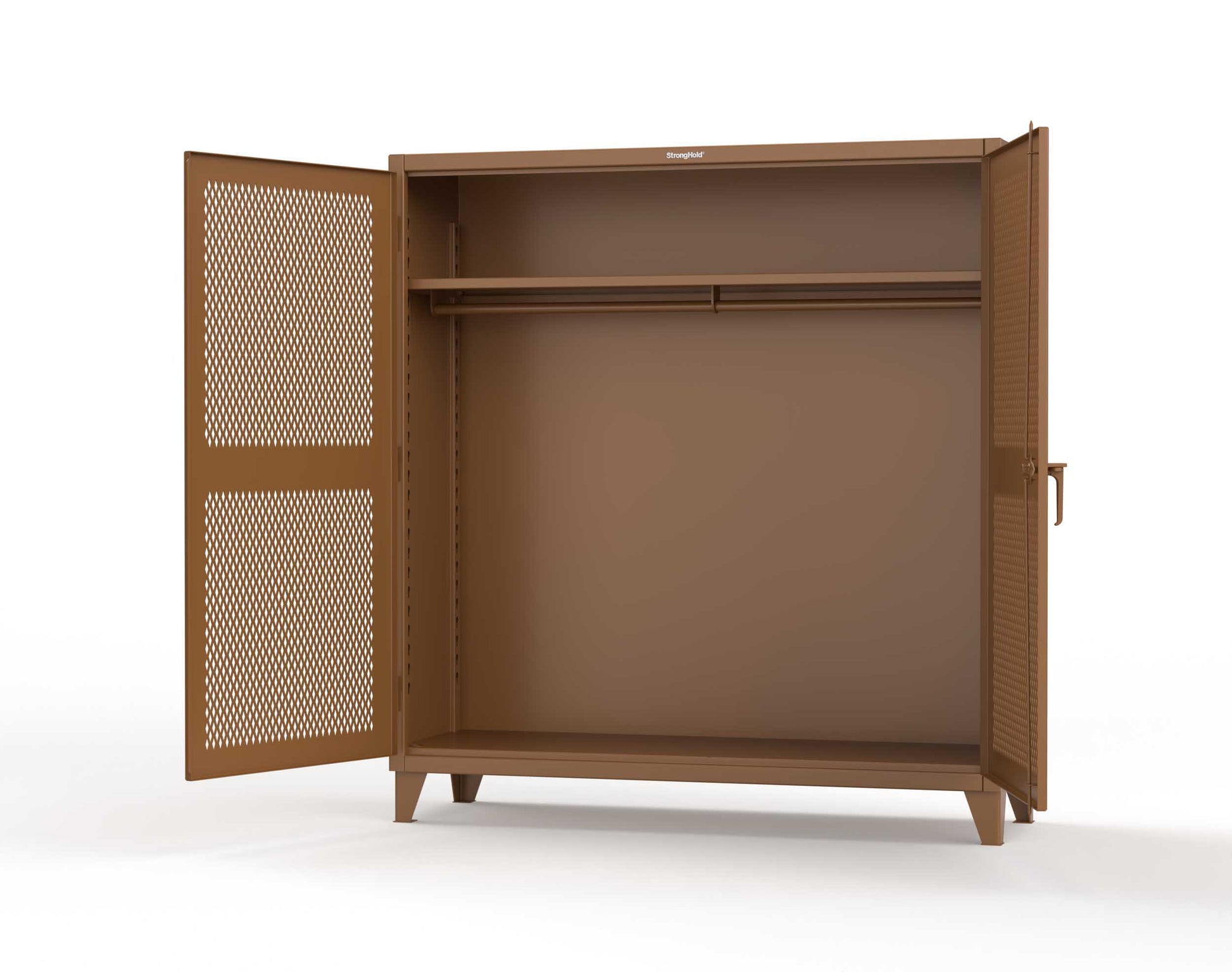 Extreme Duty 12 GA Ventilated (Diamond) Uniform Cabinet with Hanger Rod, 1 Shelf - 72 In. W x 24 In. D x 78 In. H - 66-V-WR-241-8008