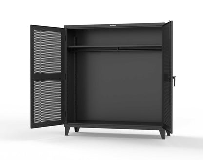 Extreme Duty 12 GA Ventilated (Diamond) Uniform Cabinet with Hanger Rod, 1 Shelf - 72 In. W x 24 In. D x 78 In. H - 66-V-WR-241-9005