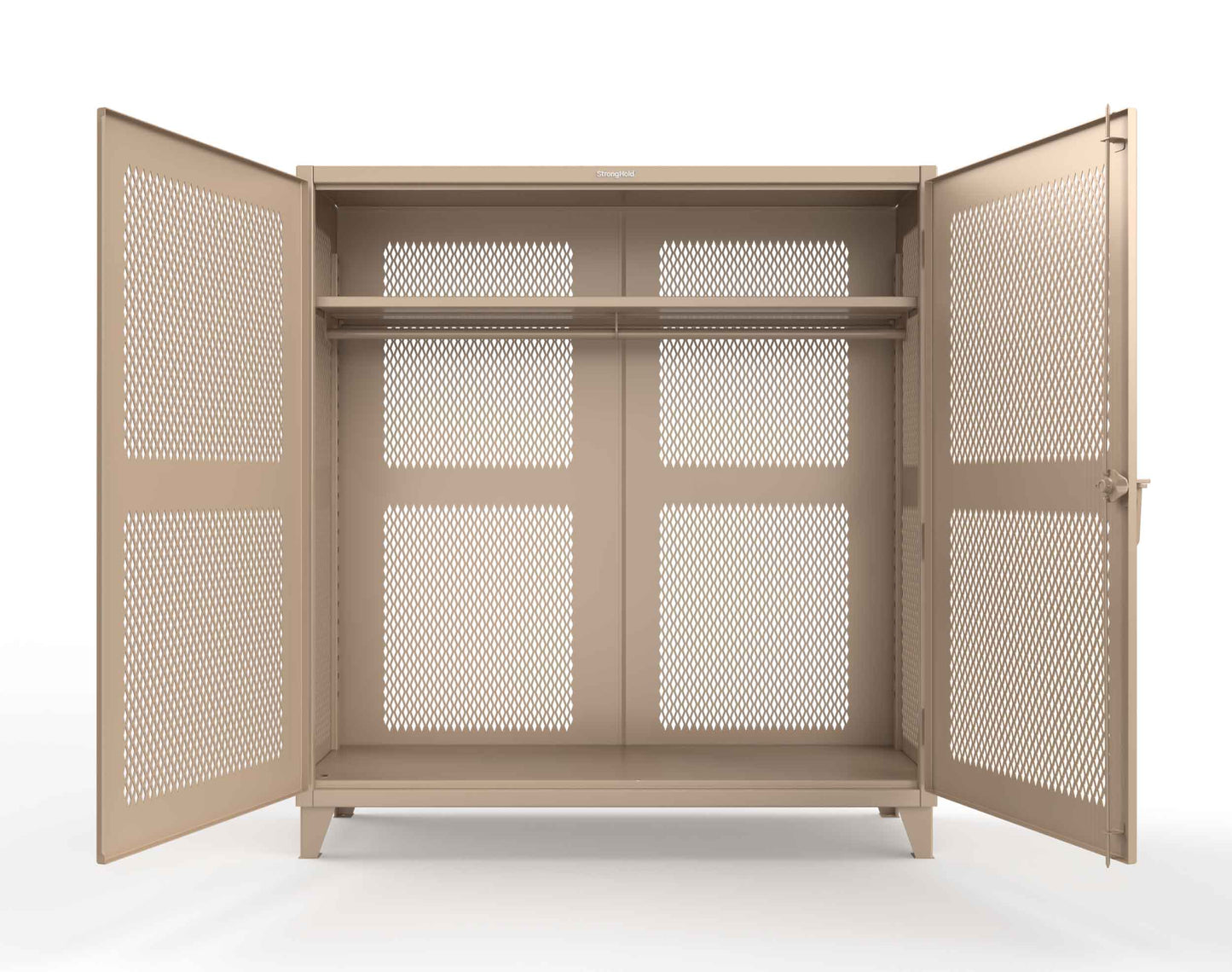 Extreme Duty 12 GA Fully-Ventilated Uniform Cabinet with Hanger Rod, 1 Shelf - 72 In. W x 24 In. D x 78 In. H - 66-VBS-241WR-1019