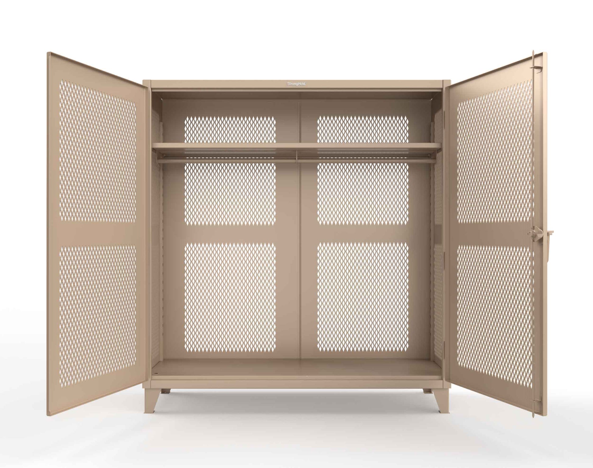 Extreme Duty 12 GA Fully-Ventilated Uniform Cabinet with Hanger Rod, 1 Shelf - 72 In. W x 24 In. D x 78 In. H - 66-VBS-241WR-1019