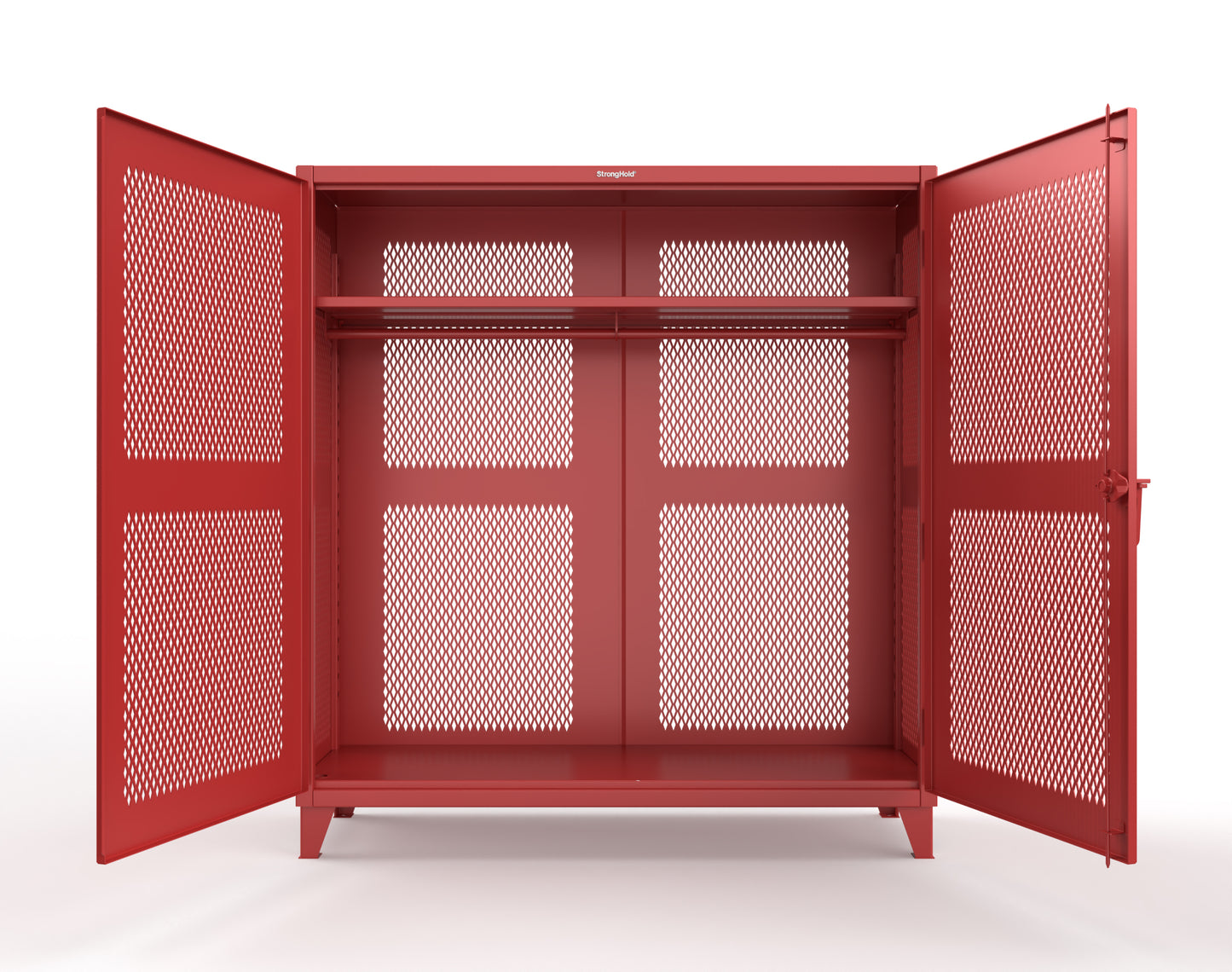 Extreme Duty 12 GA Fully-Ventilated Uniform Cabinet with Hanger Rod, 1 Shelf - 72 In. W x 24 In. D x 78 In. H - 66-VBS-241WR-3001