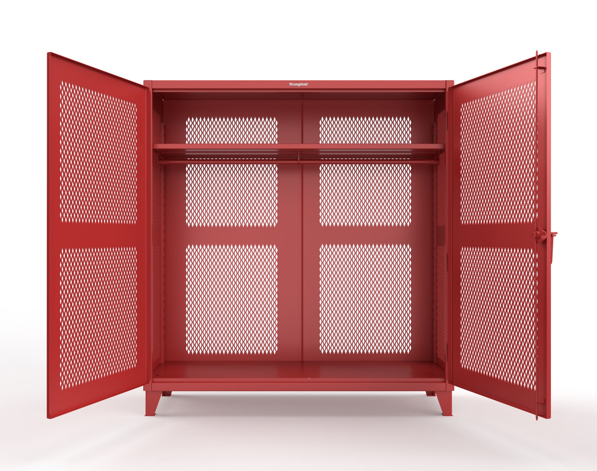Extreme Duty 12 GA Fully-Ventilated Uniform Cabinet with Hanger Rod, 1 Shelf - 72 In. W x 24 In. D x 78 In. H - 66-VBS-241WR-3001