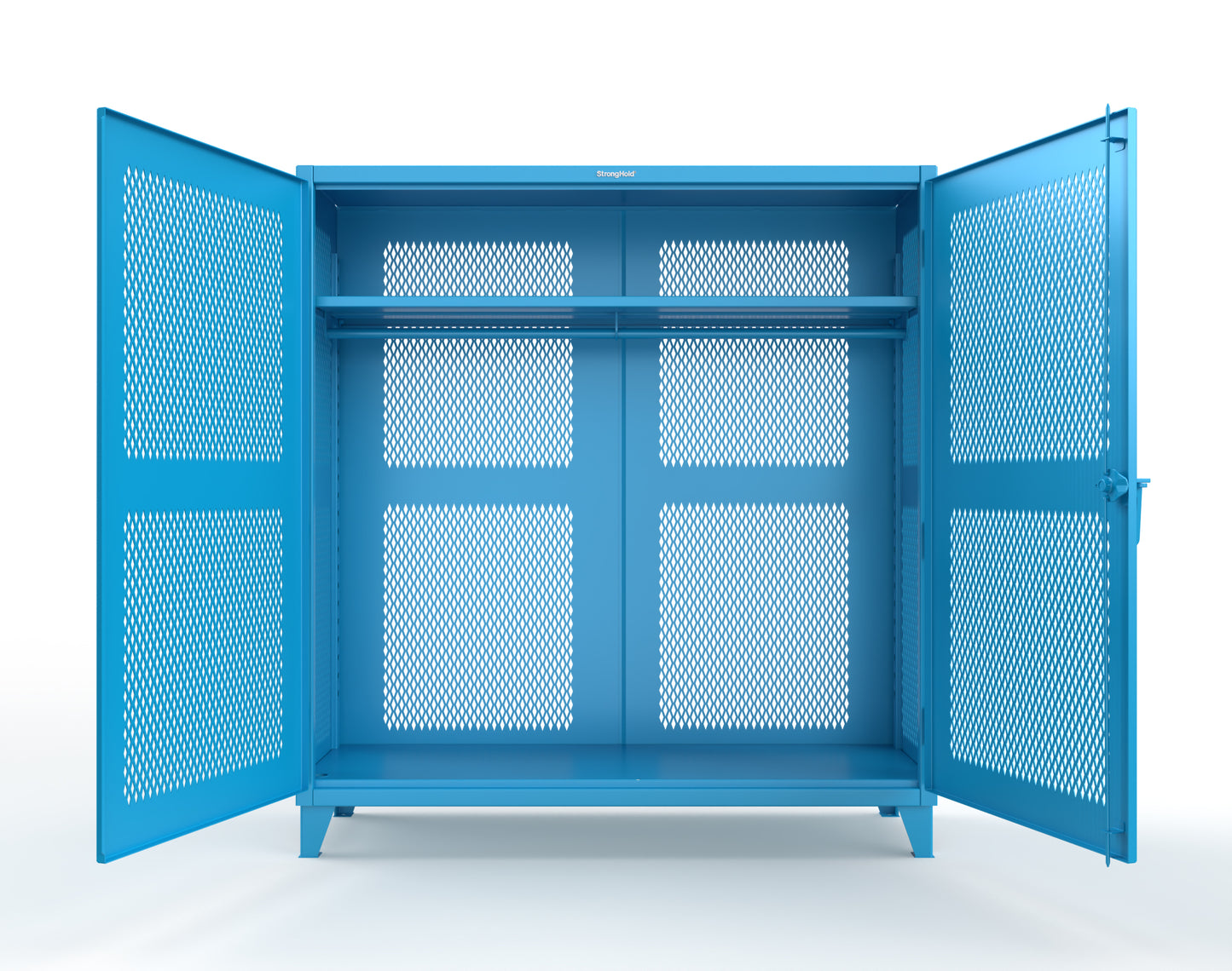 Extreme Duty 12 GA Fully-Ventilated Uniform Cabinet with Hanger Rod, 1 Shelf - 72 In. W x 24 In. D x 78 In. H - 66-VBS-241WR-5012