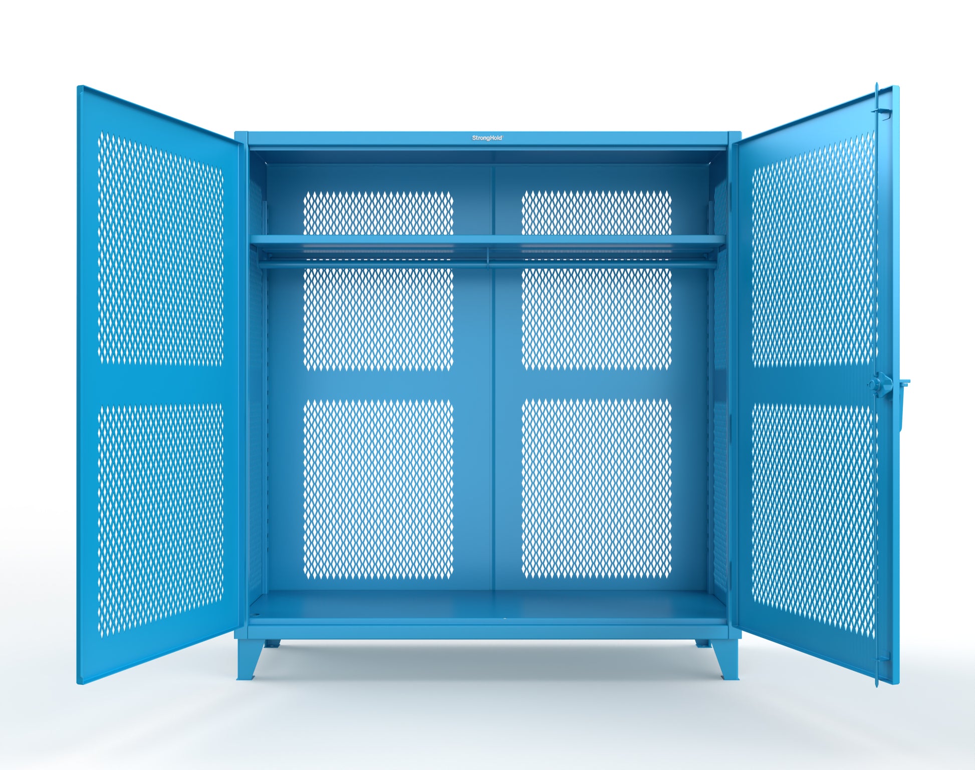 Extreme Duty 12 GA Fully-Ventilated Uniform Cabinet with Hanger Rod, 1 Shelf - 72 In. W x 24 In. D x 78 In. H - 66-VBS-241WR-5012