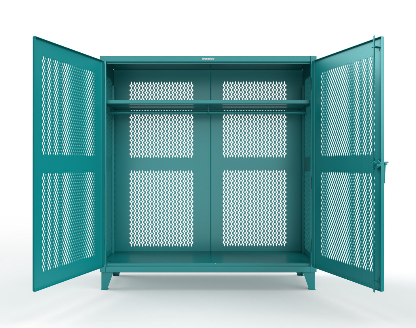 Extreme Duty 12 GA Fully-Ventilated Uniform Cabinet with Hanger Rod, 1 Shelf - 72 In. W x 24 In. D x 78 In. H - 66-VBS-241WR-5021