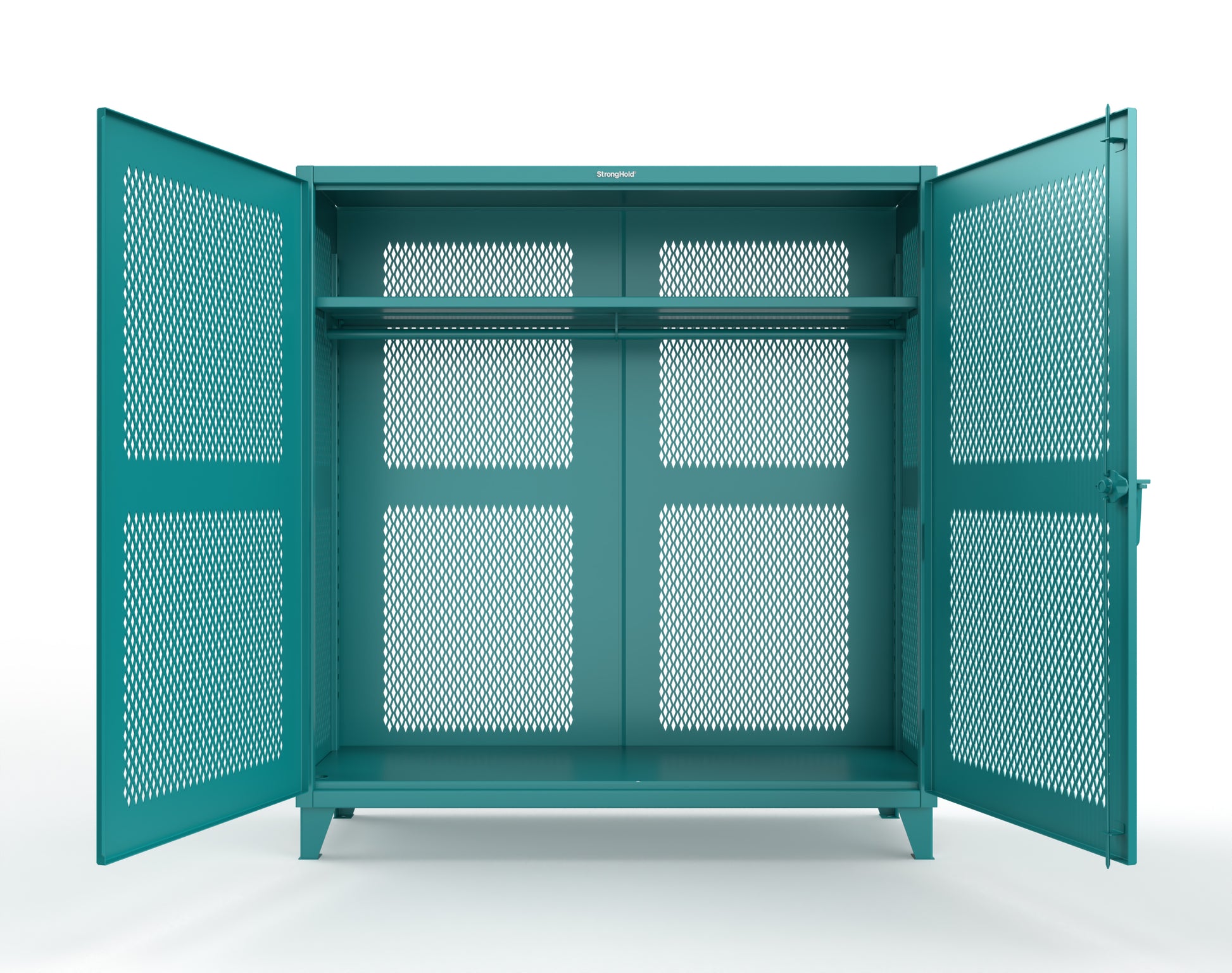Extreme Duty 12 GA Fully-Ventilated Uniform Cabinet with Hanger Rod, 1 Shelf - 72 In. W x 24 In. D x 78 In. H - 66-VBS-241WR-5021