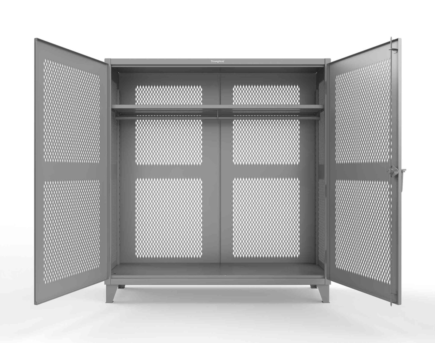 Extreme Duty 12 GA Fully-Ventilated Uniform Cabinet with Hanger Rod, 1 Shelf - 72 In. W x 24 In. D x 78 In. H - 66-VBS-241WR-7037