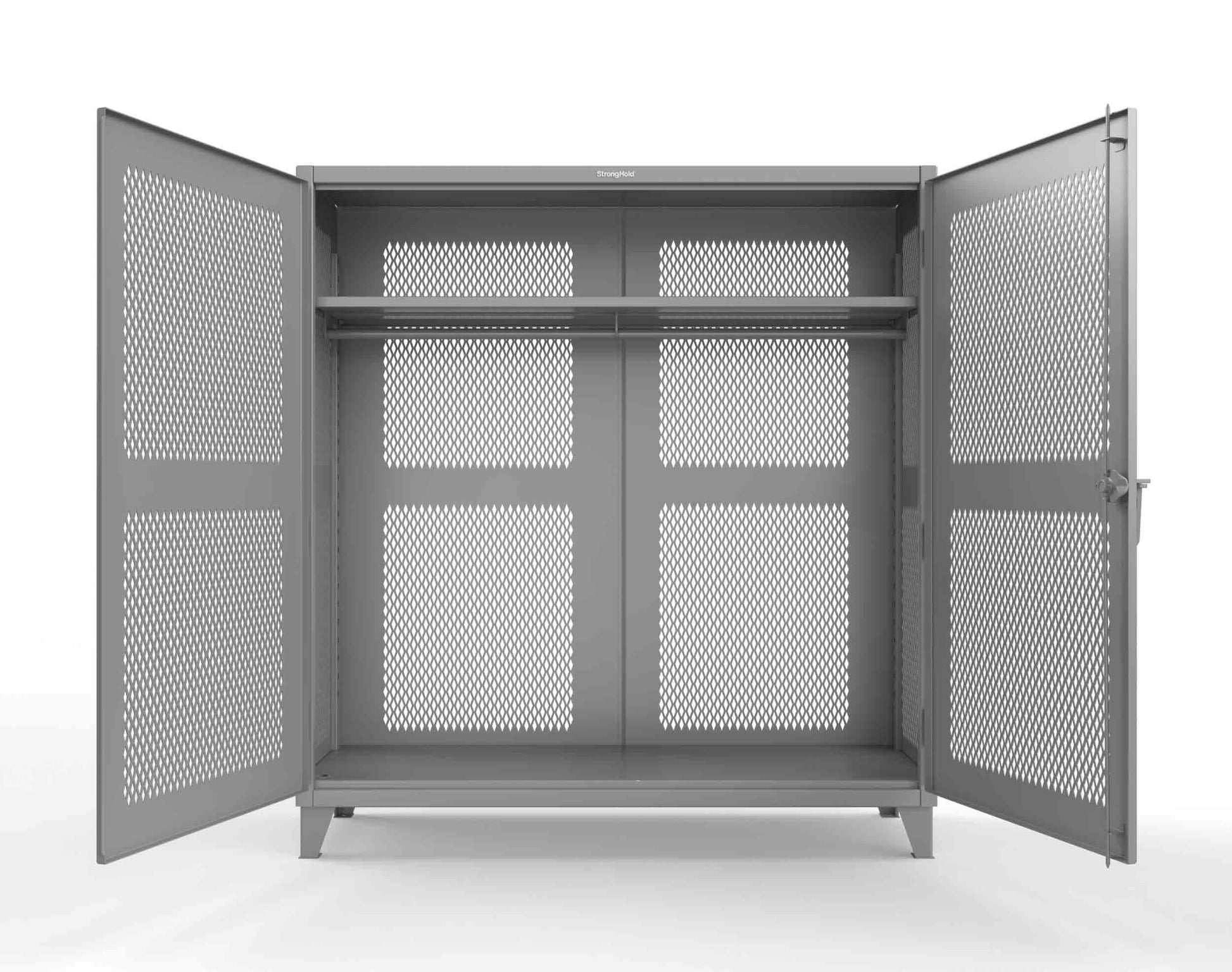 Extreme Duty 12 GA Fully-Ventilated Uniform Cabinet with Hanger Rod, 1 Shelf - 72 In. W x 24 In. D x 78 In. H - 66-VBS-241WR-7037
