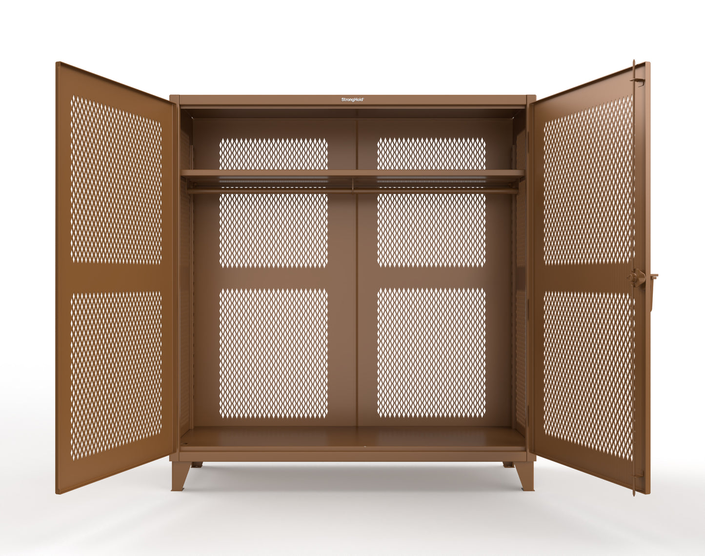 Extreme Duty 12 GA Fully-Ventilated Uniform Cabinet with Hanger Rod, 1 Shelf - 72 In. W x 24 In. D x 78 In. H - 66-VBS-241WR-8008