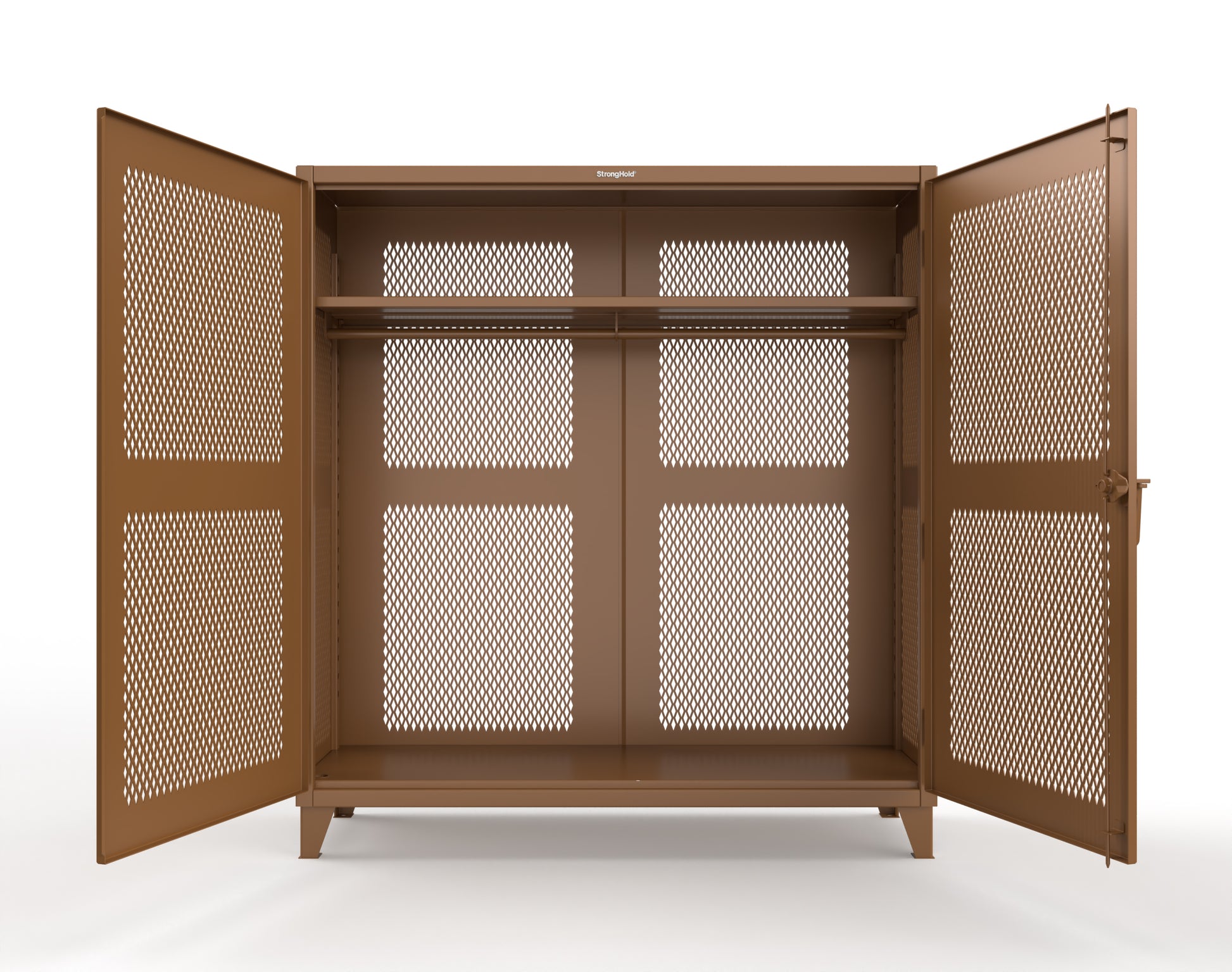Extreme Duty 12 GA Fully-Ventilated Uniform Cabinet with Hanger Rod, 1 Shelf - 72 In. W x 24 In. D x 78 In. H - 66-VBS-241WR-8008