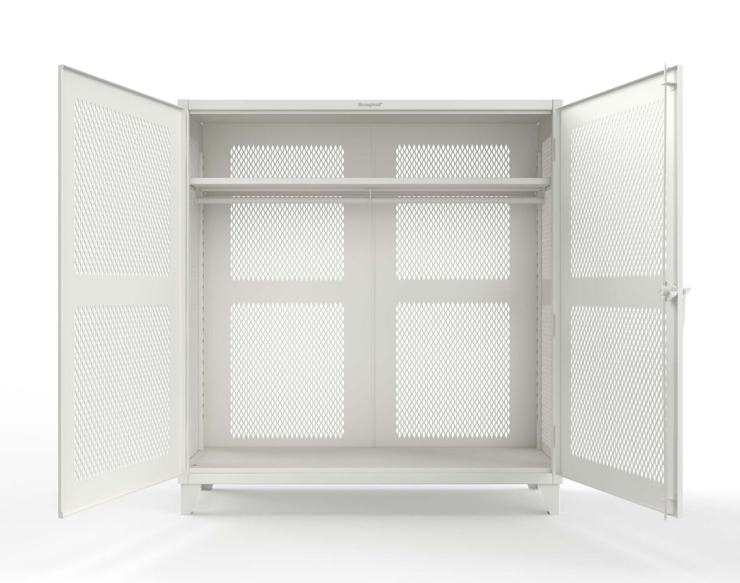Extreme Duty 12 GA Fully-Ventilated Uniform Cabinet with Hanger Rod, 1 Shelf - 72 In. W x 24 In. D x 78 In. H - 66-VBS-241WR-9003