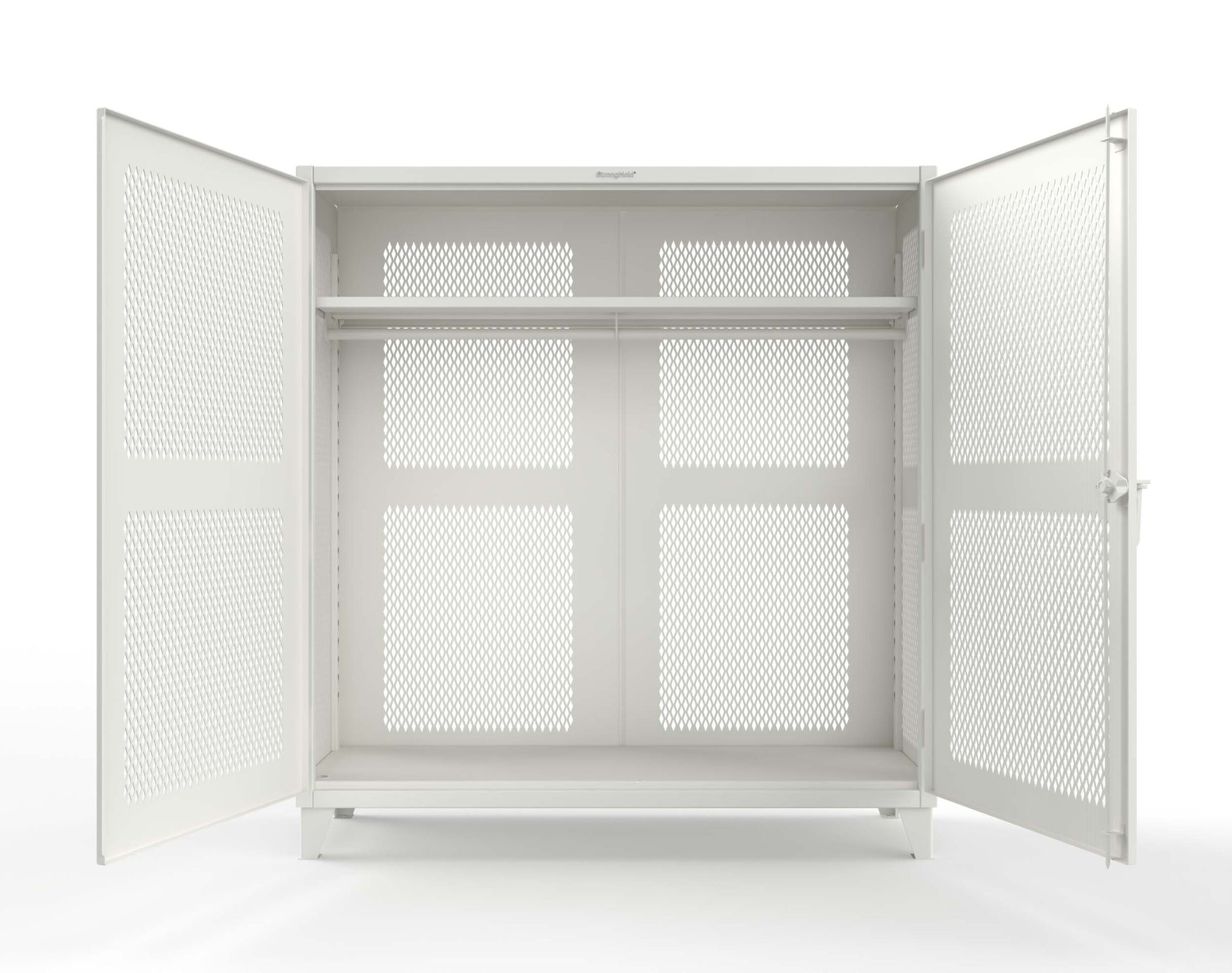 Extreme Duty 12 GA Fully-Ventilated Uniform Cabinet with Hanger Rod, 1 Shelf - 72 In. W x 24 In. D x 78 In. H - 66-VBS-241WR-9003