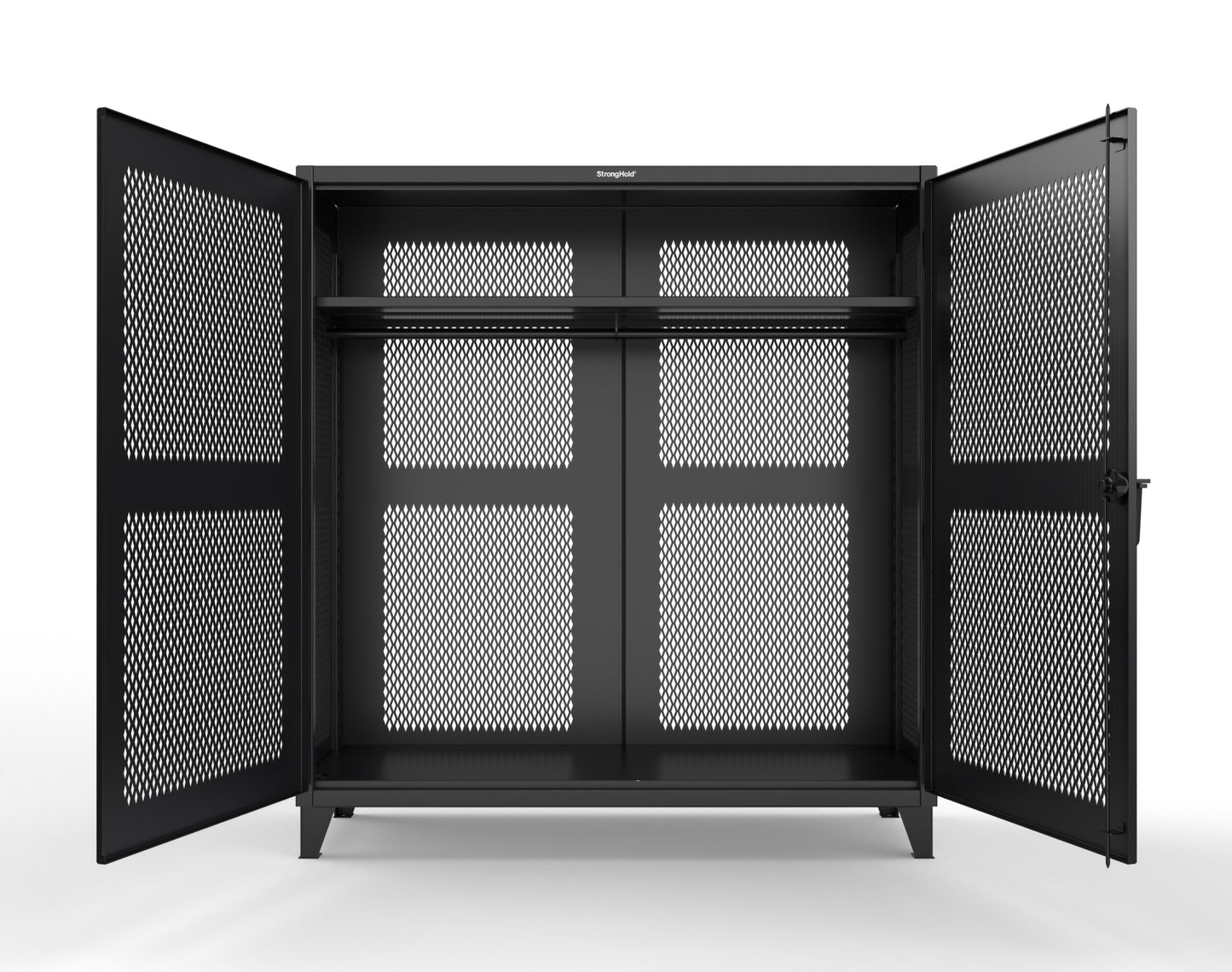 Extreme Duty 12 GA Fully-Ventilated Uniform Cabinet with Hanger Rod, 1 Shelf - 72 In. W x 24 In. D x 78 In. H - 66-VBS-241WR-9005