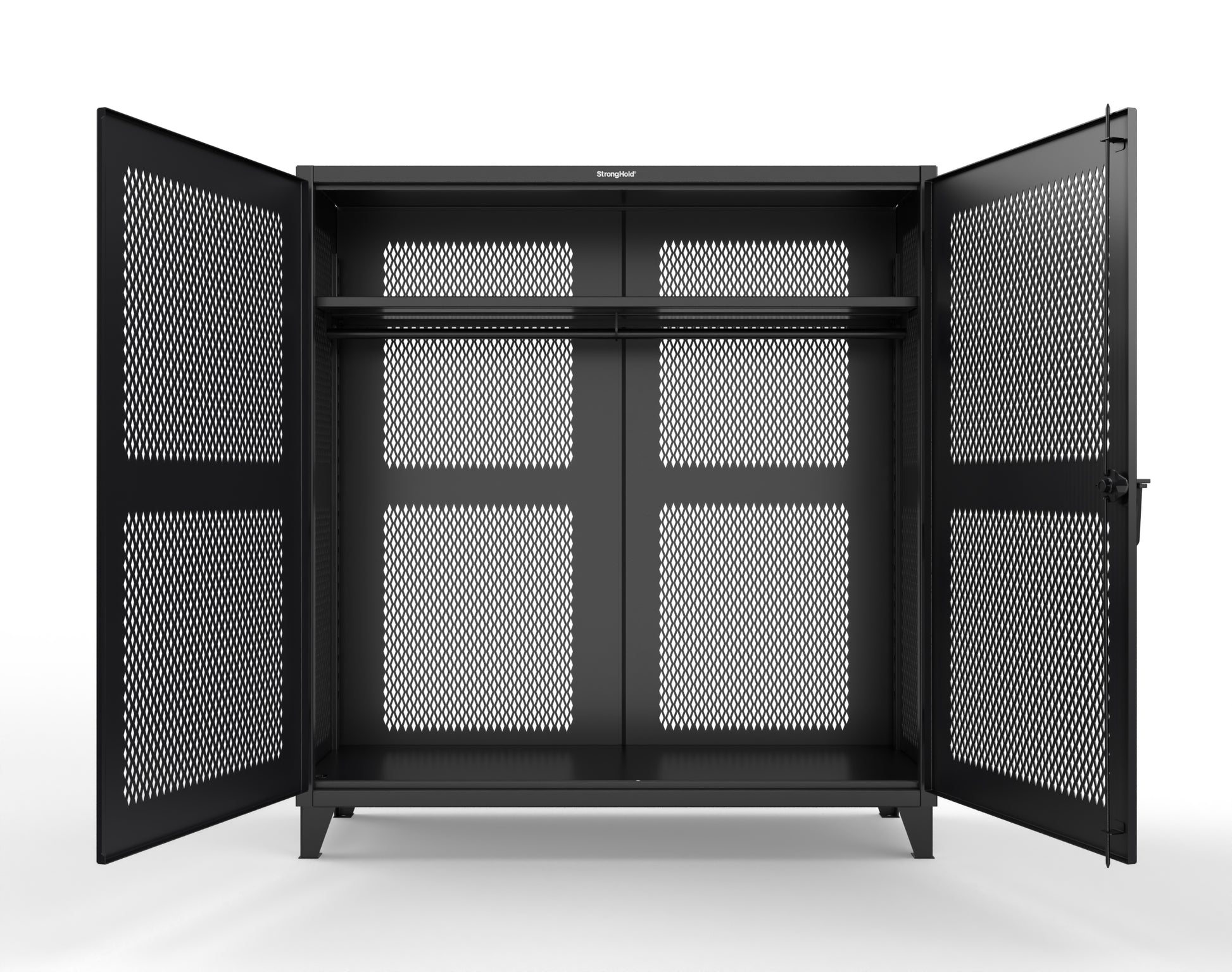 Extreme Duty 12 GA Fully-Ventilated Uniform Cabinet with Hanger Rod, 1 Shelf - 72 In. W x 24 In. D x 78 In. H - 66-VBS-241WR-9005