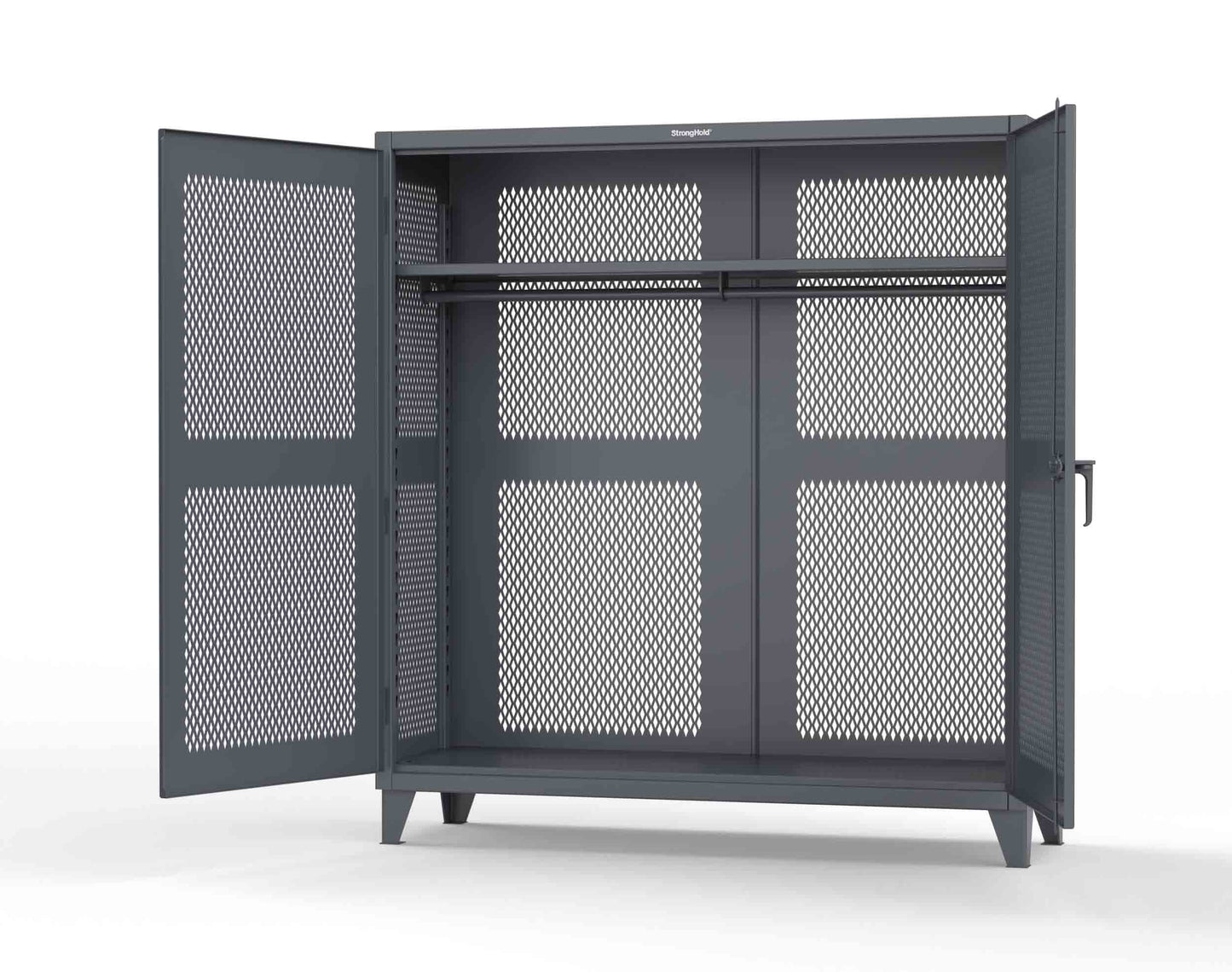 Extreme Duty 12 GA Fully-Ventilated Uniform Cabinet with Hanger Rod, 1 Shelf - 72 In. W x 24 In. D x 78 In. H - 66-VBS-241WR-7024