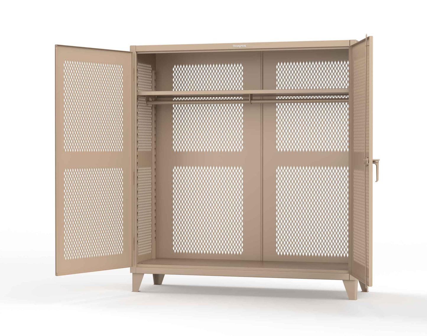 Extreme Duty 12 GA Fully-Ventilated Uniform Cabinet with Hanger Rod, 1 Shelf - 72 In. W x 24 In. D x 78 In. H - 66-VBS-241WR-1019