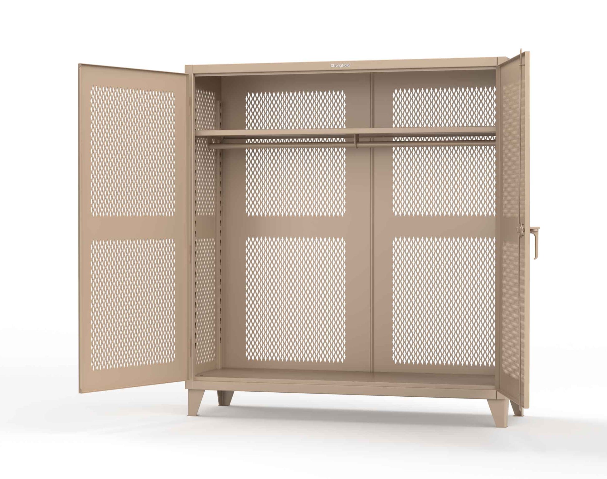 Extreme Duty 12 GA Fully-Ventilated Uniform Cabinet with Hanger Rod, 1 Shelf - 72 In. W x 24 In. D x 78 In. H - 66-VBS-241WR-1019