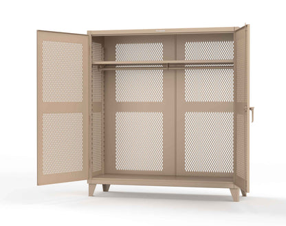 Extreme Duty 12 GA Fully-Ventilated Uniform Cabinet with Hanger Rod, 1 Shelf - 72 In. W x 24 In. D x 78 In. H - 66-VBS-241WR-1019