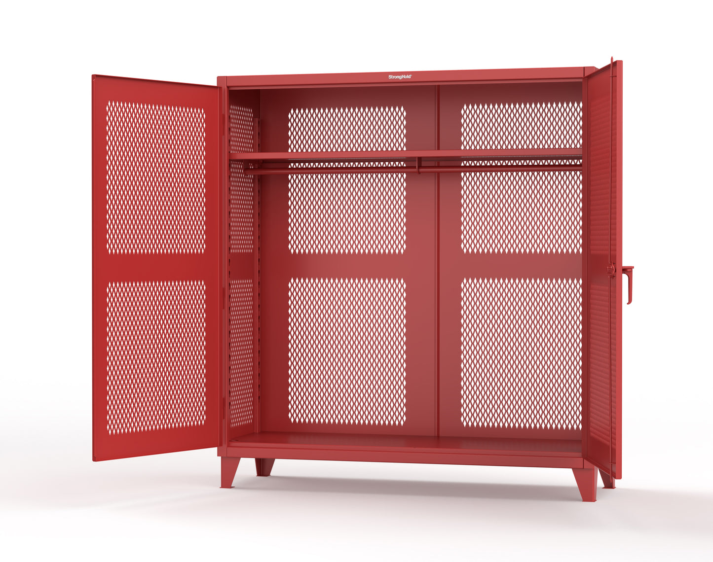 Extreme Duty 12 GA Fully-Ventilated Uniform Cabinet with Hanger Rod, 1 Shelf - 72 In. W x 24 In. D x 78 In. H - 66-VBS-241WR-3001