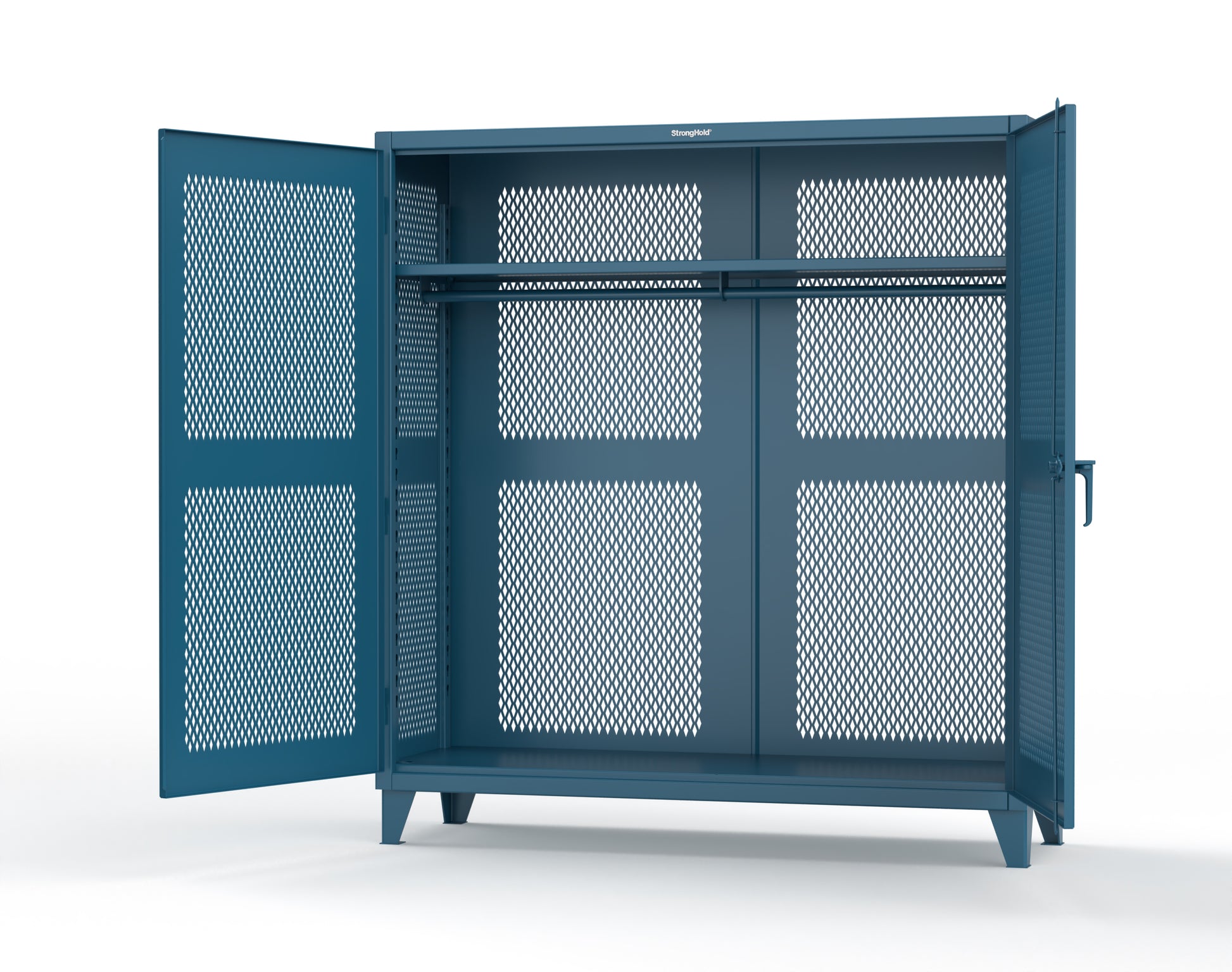 Extreme Duty 12 GA Fully-Ventilated Uniform Cabinet with Hanger Rod, 1 Shelf - 72 In. W x 24 In. D x 78 In. H - 66-VBS-241WR-5001