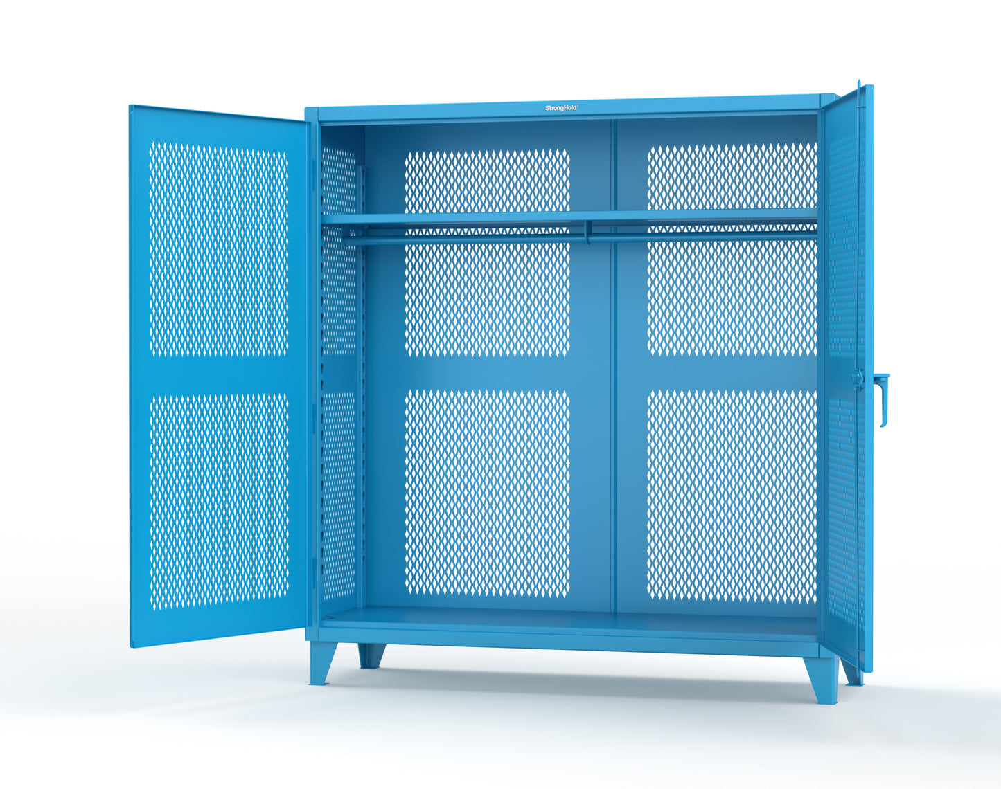 Extreme Duty 12 GA Fully-Ventilated Uniform Cabinet with Hanger Rod, 1 Shelf - 72 In. W x 24 In. D x 78 In. H - 66-VBS-241WR-5012