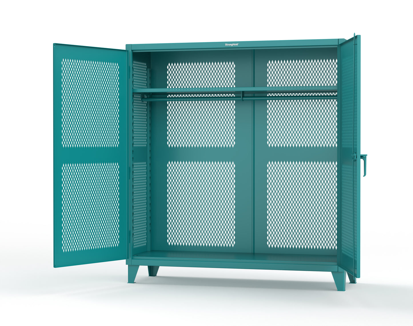 Extreme Duty 12 GA Fully-Ventilated Uniform Cabinet with Hanger Rod, 1 Shelf - 72 In. W x 24 In. D x 78 In. H - 66-VBS-241WR-5021