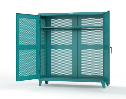Extreme Duty 12 GA Fully-Ventilated Uniform Cabinet with Hanger Rod, 1 Shelf - 72 In. W x 24 In. D x 78 In. H - 66-VBS-241WR-5021