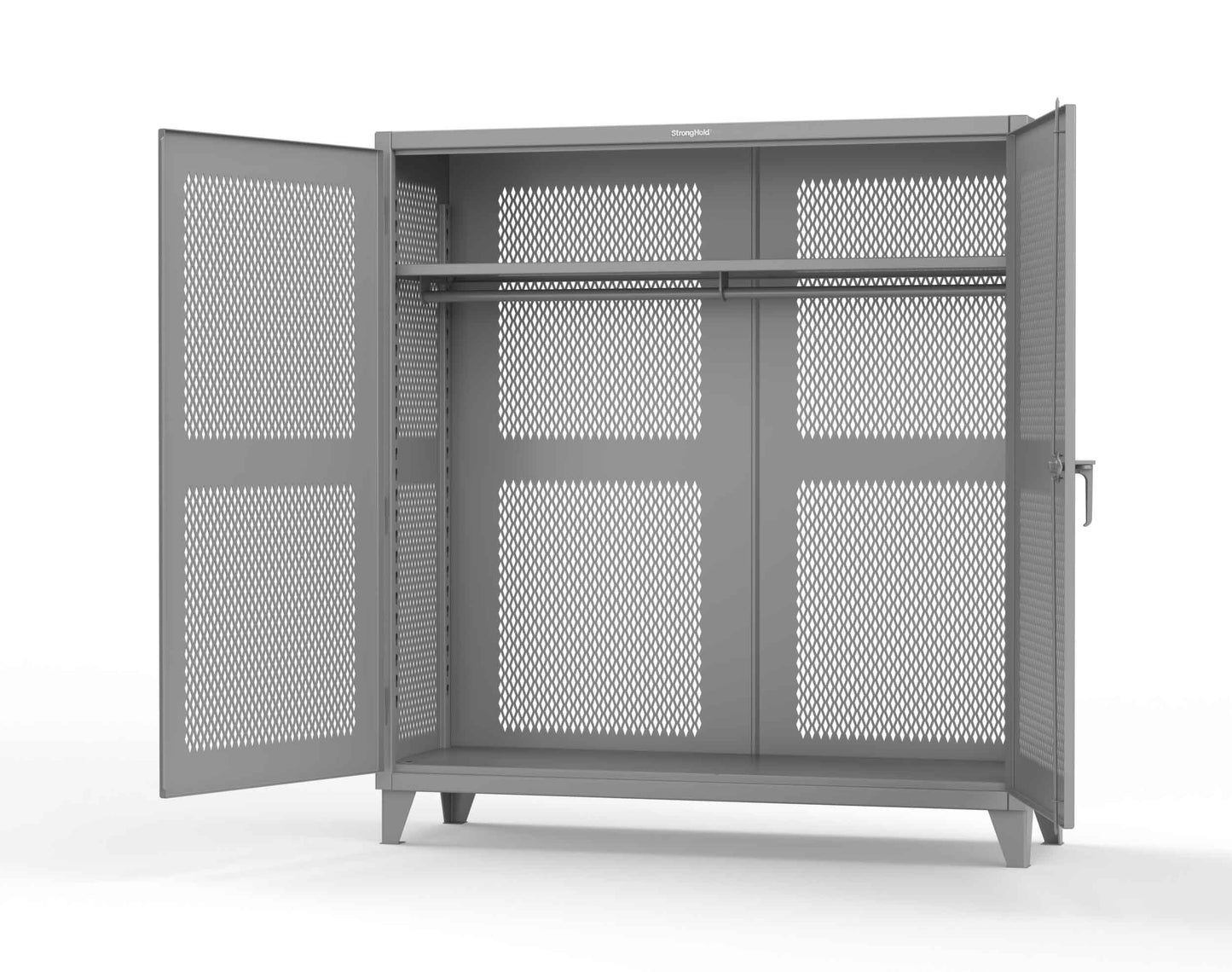 Extreme Duty 12 GA Fully-Ventilated Uniform Cabinet with Hanger Rod, 1 Shelf - 72 In. W x 24 In. D x 78 In. H - 66-VBS-241WR-7037