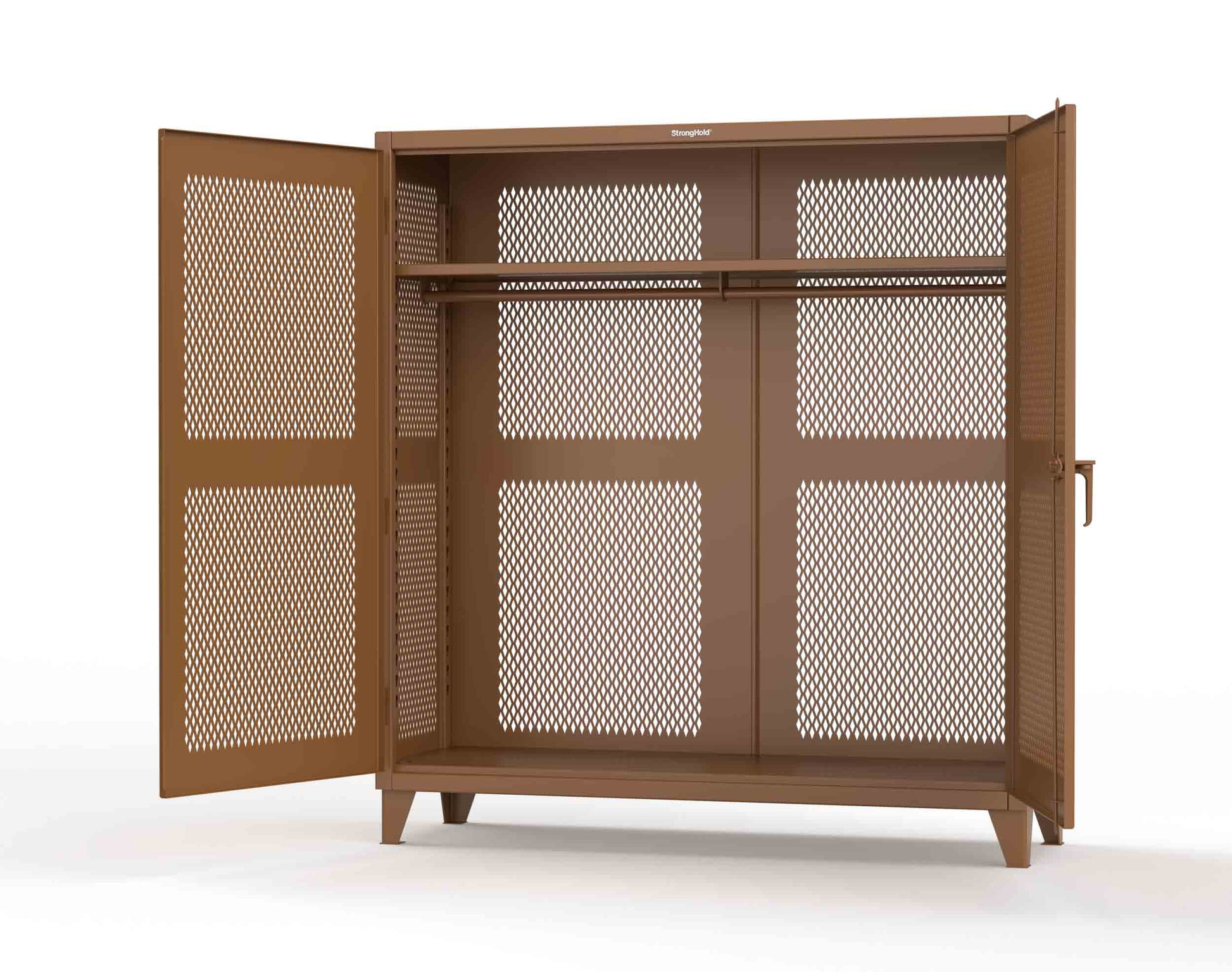 Extreme Duty 12 GA Fully-Ventilated Uniform Cabinet with Hanger Rod, 1 Shelf - 72 In. W x 24 In. D x 78 In. H - 66-VBS-241WR-8008