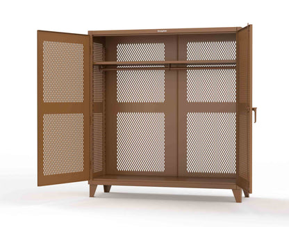 Extreme Duty 12 GA Fully-Ventilated Uniform Cabinet with Hanger Rod, 1 Shelf - 72 In. W x 24 In. D x 78 In. H - 66-VBS-241WR-8008