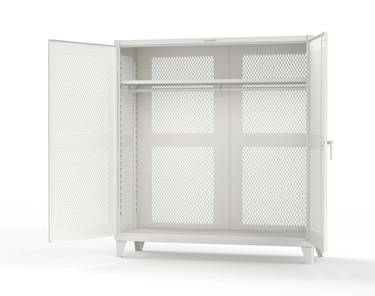 Extreme Duty 12 GA Fully-Ventilated Uniform Cabinet with Hanger Rod, 1 Shelf - 72 In. W x 24 In. D x 78 In. H - 66-VBS-241WR-9003