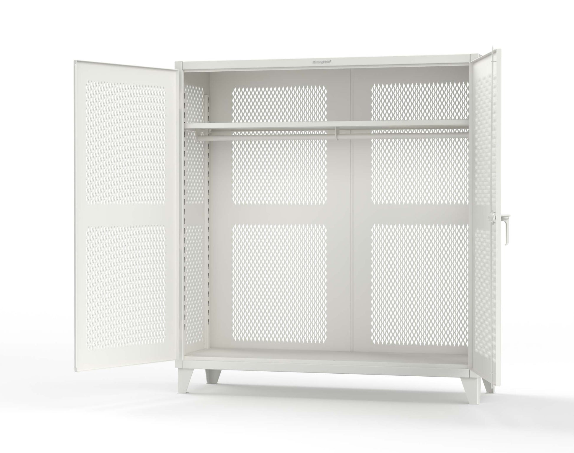 Extreme Duty 12 GA Fully-Ventilated Uniform Cabinet with Hanger Rod, 1 Shelf - 72 In. W x 24 In. D x 78 In. H - 66-VBS-241WR-9003