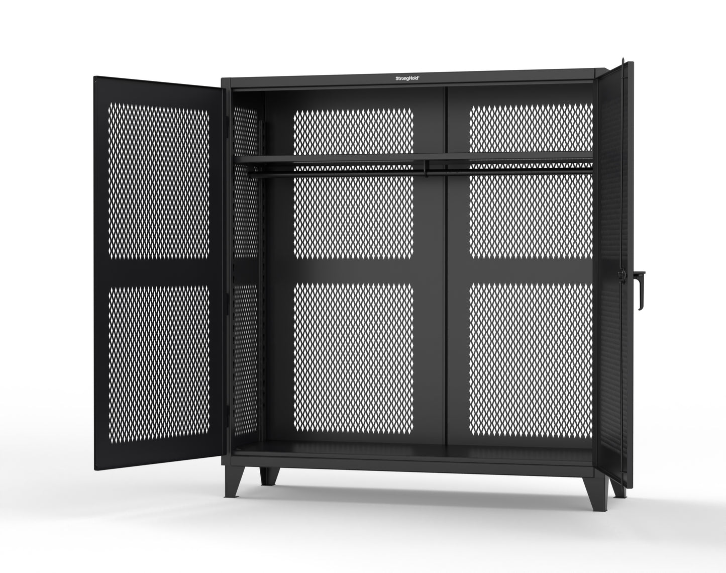 Extreme Duty 12 GA Fully-Ventilated Uniform Cabinet with Hanger Rod, 1 Shelf - 72 In. W x 24 In. D x 78 In. H - 66-VBS-241WR-9005
