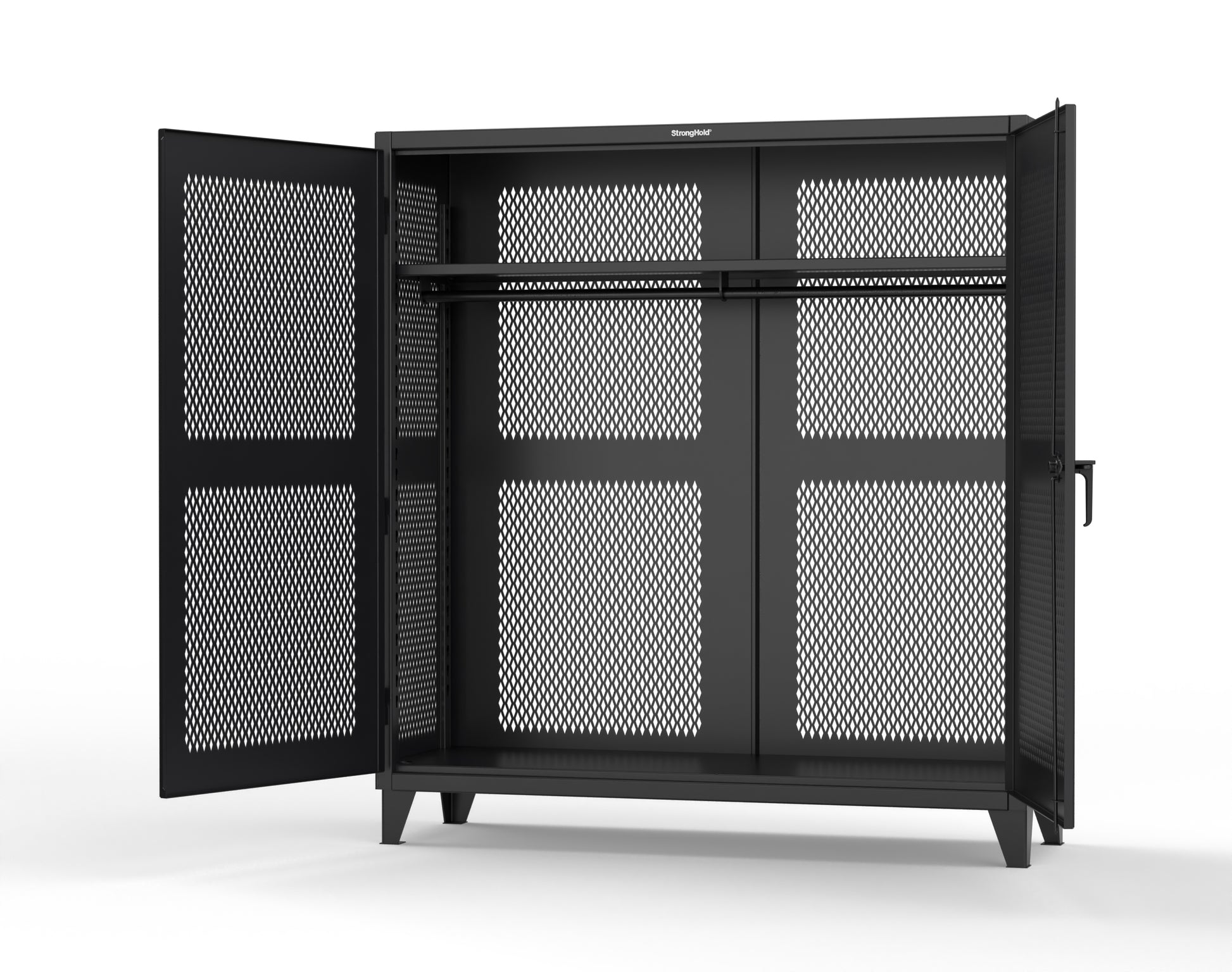 Extreme Duty 12 GA Fully-Ventilated Uniform Cabinet with Hanger Rod, 1 Shelf - 72 In. W x 24 In. D x 78 In. H - 66-VBS-241WR-9005