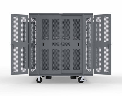 Extreme Duty Mobile Rigging Cabinet with 2 sets of 2 Ventilated Sliding Doors and 2 sets of 2 Ventilated Swing Doors with Short and Long Hangers - 86 in. W x 50 in. D x 100 in. H - 7.27.6-4V-500-2SLD-2ED-40SH-16LH-FLP-CA-7024