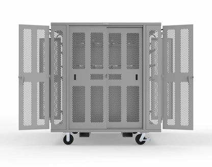 Extreme Duty Mobile Rigging Cabinet with 2 sets of 2 Ventilated Sliding Doors and 2 sets of 2 Ventilated Swing Doors with Short and Long Hangers - 86 in. W x 50 in. D x 100 in. H - 7.27.6-4V-500-2SLD-2ED-40SH-16LH-FLP-CA-7037
