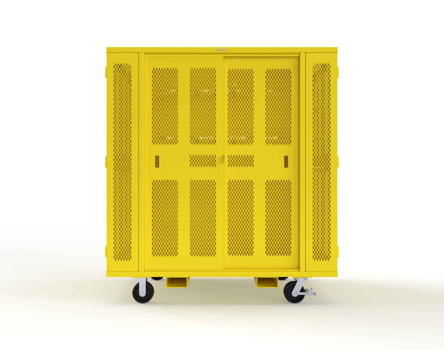 Extreme Duty Mobile Rigging Cabinet with 2 sets of 2 Ventilated Sliding Doors and 2 sets of 2 Ventilated Swing Doors with Short and Long Hangers - 86 in. W x 50 in. D x 100 in. H - 7.27.6-4V-500-2SLD-2ED-40SH-16LH-FLP-CA-1021